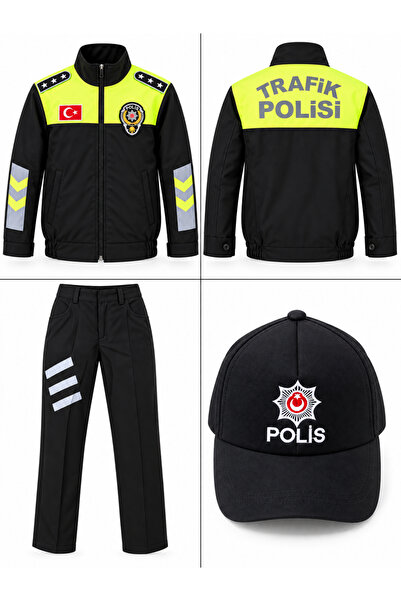 Liyavera Çocuk Trafik Polis Kostümü - Çocuk Trafik Polisi Kıyafeti