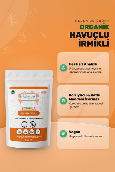 Soul Kitchen Organik Ürünler Organik Bebek Kaşık Maması Havuçlu İrmikli B1 Vitaminli 150 g 6. Aydan İtibaren