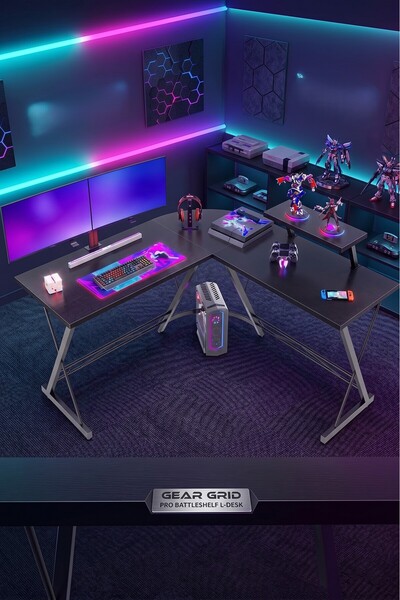 Primo Plus 51” L-Shaped Computer Desk – Space-Saving Corner Gaming & Office D...
