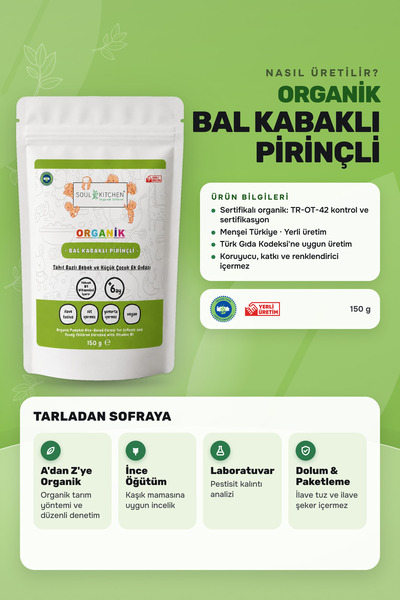 Soul Kitchen Organik Ürünler Organik Bebek Kaşık Maması Balkabaklı Pirinçli B1 Vitaminli 150 g 6. Aydan İtibaren