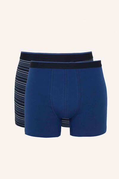 DeFacto Regular Fit Çizgili ve Düz 2li Boxer I4019AX26AU
