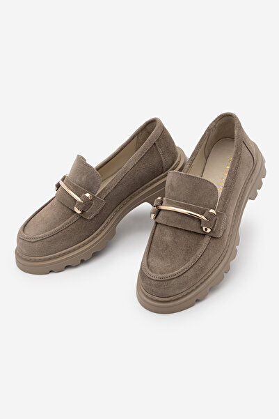 Marjin Women's Loafers Thick Sole Chain Detail Everyday Shoes Zolez Taupe