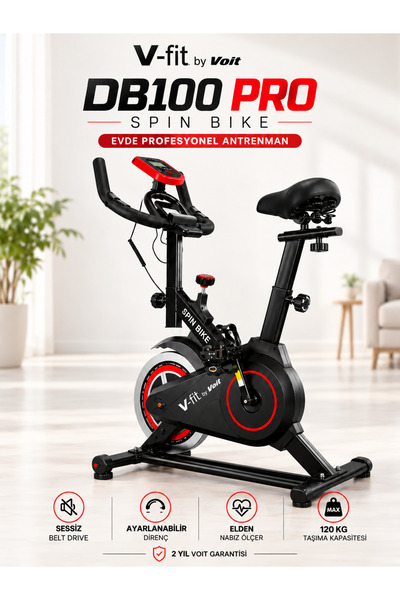 Voit Spin Bike – Elden Nabız Ölçerli, Ayarlanabilir Dirençli ve Sessiz Çalışan