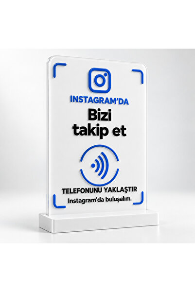 İşletmeye Özel NFC Instagram Takip Standı Masaüstü Sosyal Medya Yönlendirme Standı