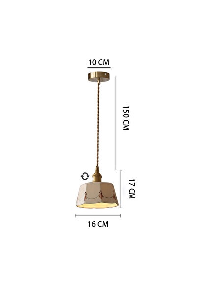Choice A Japanese Retro Brass-Glazed Printed Ceramic Chandelier Simple Bedroo...