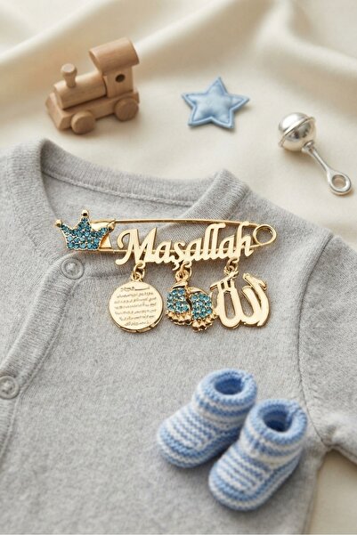 Sahi Aksesuar Coating Mashallah Written Baby Lapel Pin Bki015