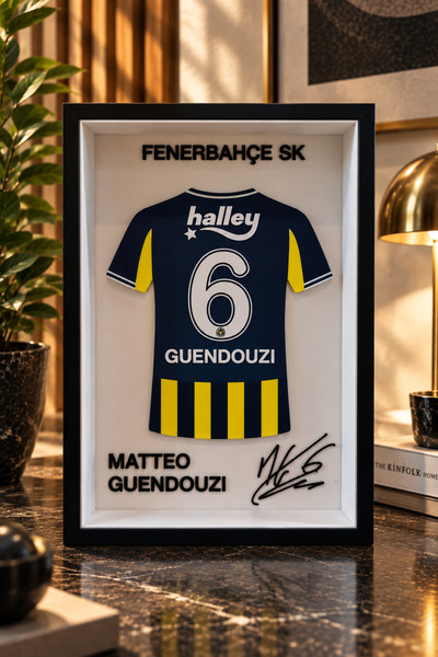 Genel Markalar Fenerbahçe Matteo Guendouzi 6 3D Kabartmalı Çerçeveli Forma Ta...