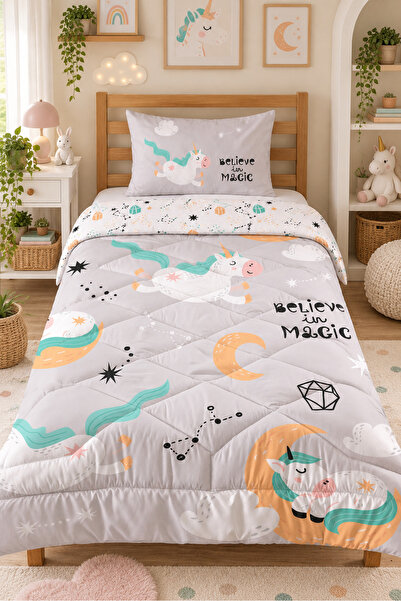 Evmila Magic Unicorn Patterned Double-Sided 160X220 cm Sleeping Set, Single Q...