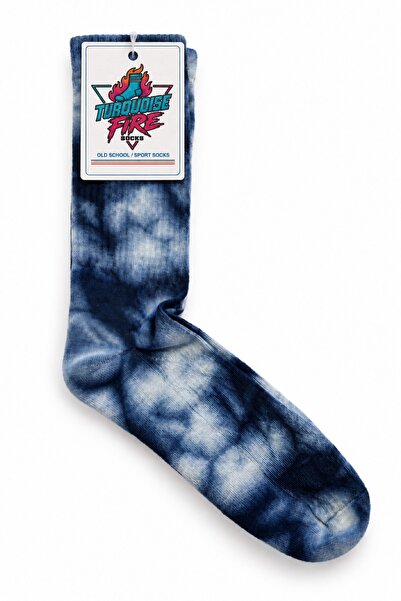 Turquoise Fire Batik Desenli Havlu Taban Spor Çorap 41/45