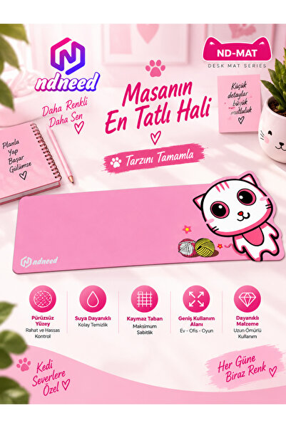 Sevimli Kedi Klavye Mouse Masaüstü Matı ND-MAT Klavye Mouse Pad