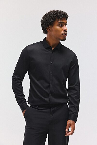 DeFacto Çabuk Kuruyan Slim Fit Klasik Yaka Uzun Kollu Gömlek F8642AX25AU