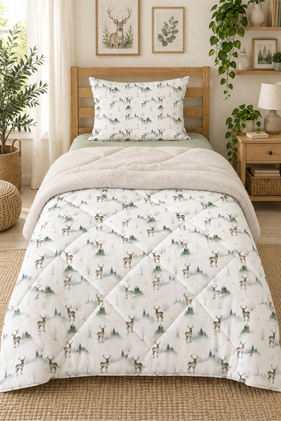 Evmila Single 160x220 Cm Welsoft Double Sided Silicone Quilt and Sleeping Set-