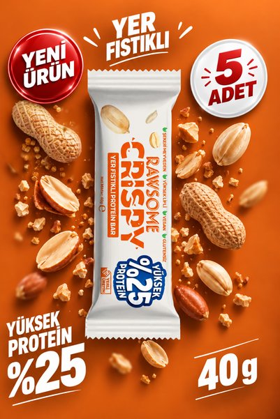 Rawsome Crispy Yer Fıstıklı Protein Bar 40 g x 5 Adet