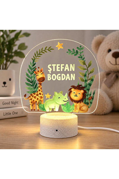 giftcity.ro Lampă LED 3D Personalizată Safari Watercolour, Bază cu 16 Culori ...