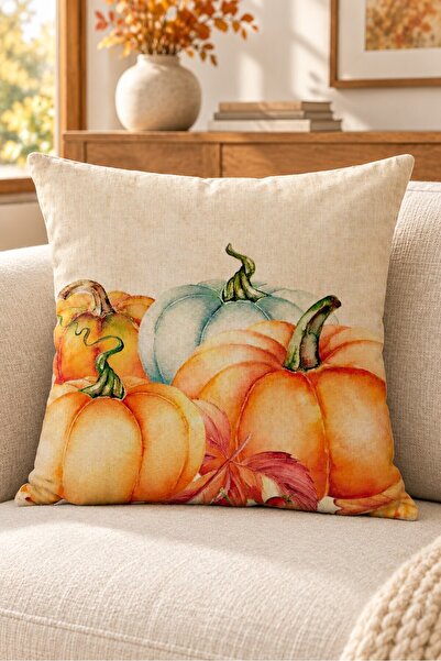 Evmila Autumn Themed 43X43 Velvet Cushion Cover