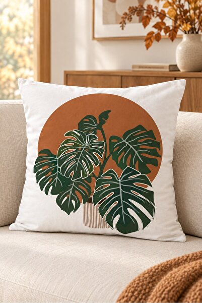 Evmila Autumn Themed 43X43 Velvet Cushion Cover