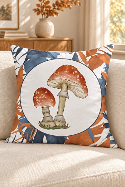 Evmila Autumn Themed 43X43 Velvet Cushion Cover
