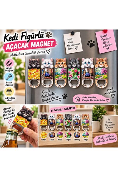 AYSTAR Magnetli Kapak Açacağı kedi figürlü
