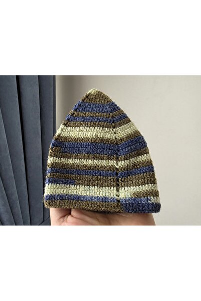 morlalem m Handmade 100% Wool Hand Knitted Patchwork Green Navy Blue Sheep Wo...