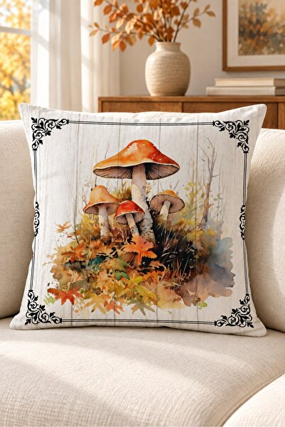 Evmila Autumn Themed 43X43 Velvet Cushion Cover