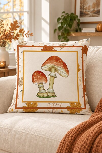 Evmila Autumn Themed 43X43 Velvet Cushion Cover