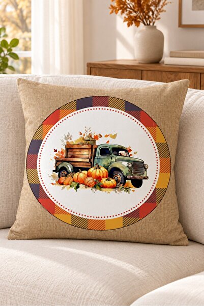Evmila Autumn Themed 43X43 Velvet Cushion Cover