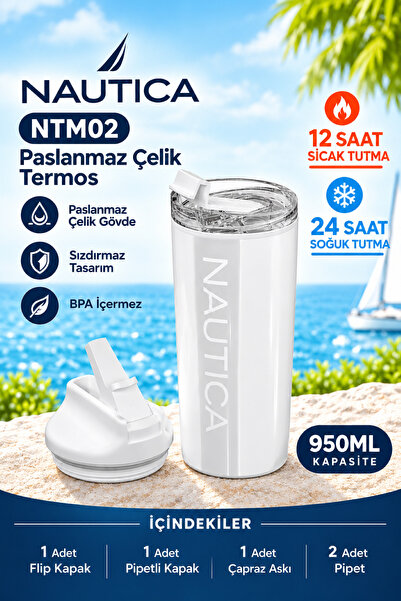 Nautica Sport Thermos Stainless Steel 950ml Pure White