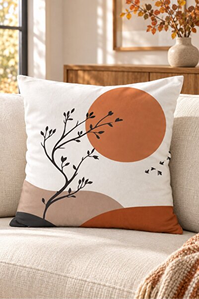 Evmila Autumn Themed 43X43 Velvet Cushion Cover
