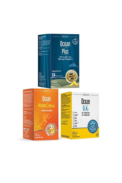 Ocean Plus 1200mg Balık Yağı + 1000mg C Vitamini + D3k2 Vitamini Damla Avanta...