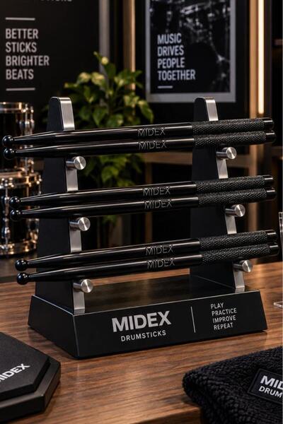 Midex Gfk-801Bk-3X 5A Drum Stick Unbreakable Polyimide Black Color Drum Stick...