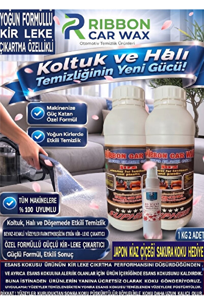 HALI VE KOLTUK YIKAMA MAKİNESİ ŞAMPUANI-YUMUŞATICI ÖZELLİKLİ 1 KG 2 ADET + JAPON ÇİÇEĞİ ( SAKURA ) KOKU - HALI ŞAMPUANI-AĞIR LEKE ÇIKARTICI