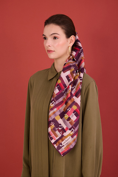 Cacharel Bordo 90X90 İpek Twill Eşarp