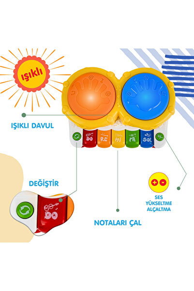 Birlik Oyuncak Müzikli Ve Işıklı Piyanolu Kaya Davul