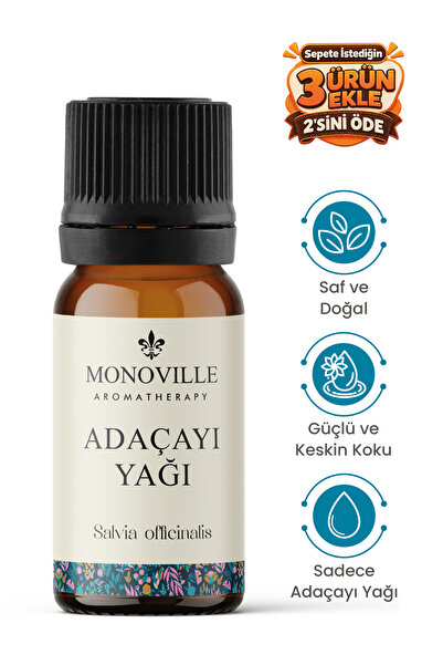 Monoville Adaçayı ( Acı Elma ) Uçucu Yağı 10 ml Saf ve Doğal (Sage Essential ...