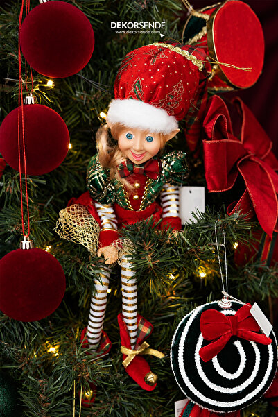 Dekorsende New Year's Decorative Girl Elf Figure with Clothes 60 cm