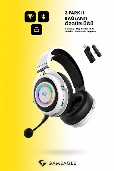 gameagle Step Hunter S1 Bluetooth/2.4G/Kablolu RGB Profesyonel Mikrofonlu Oyuncu Kulaklığı