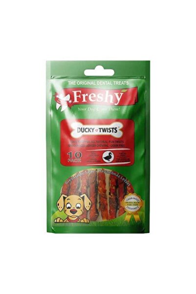Freshy Ducky Twists - Ördekli Dental Sütlü Burgu Köpek Ödülü 90 gr - 10 Çubuk