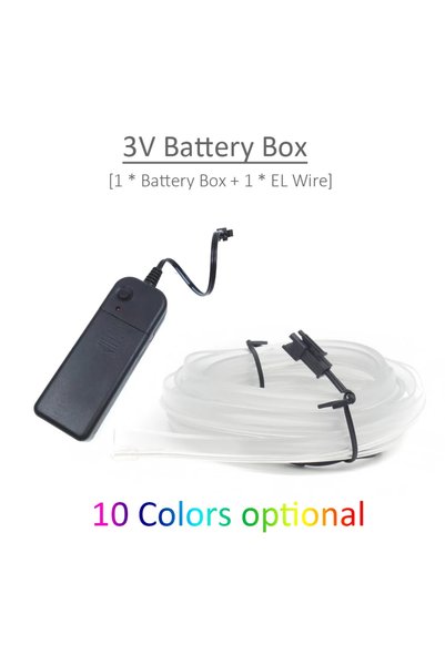 Choice 5M Red 3V Battery Box 1M 2M 3M 5M EL Wire LED Neon Light 3V 5V 12V EL ...