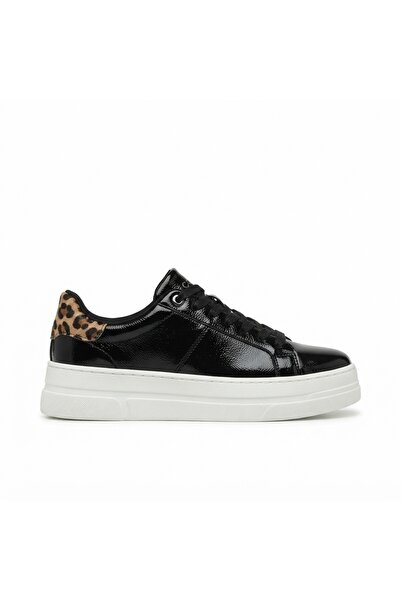 Zerenyus Zrne-001 Premium Black Patent Leather Lace-Up Women's Sneaker