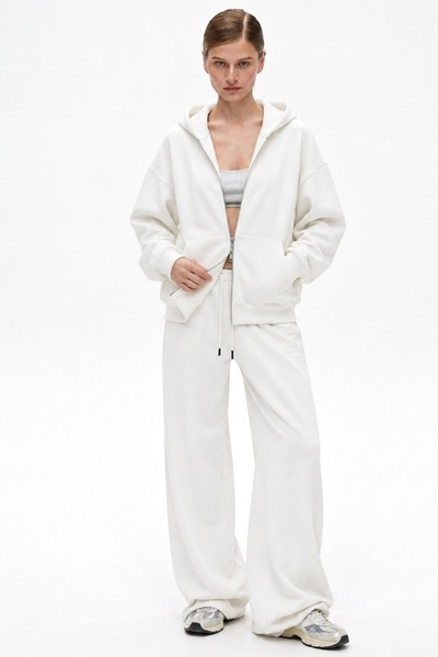 The Champ Clothing Γυναικείο σετ αθλητικής φόρμας oversized με φερμουάρ Λευκό...