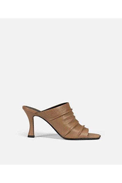 İpekyol Leather Slippers with Gathered Effect Heels