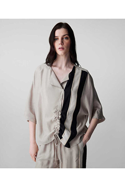 İpekyol Adjustable Drawstring Colorblock Blouse