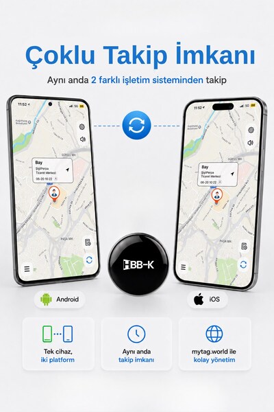 HBB-K Hbb-k Ios & Android Uyumlu Airtag Akıllı Gps Takip Cihazı
