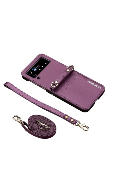 Choice31 Samsung Z Flip 8 Purple-L1 Crossbody Cards Solt Wallet Leather Case ...