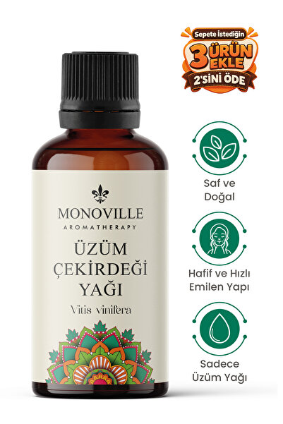Monoville Üzüm Çekirdeği Yağı 30 ml Soğuk Sıkım Saf ve Doğal (Grape Seed Oil)