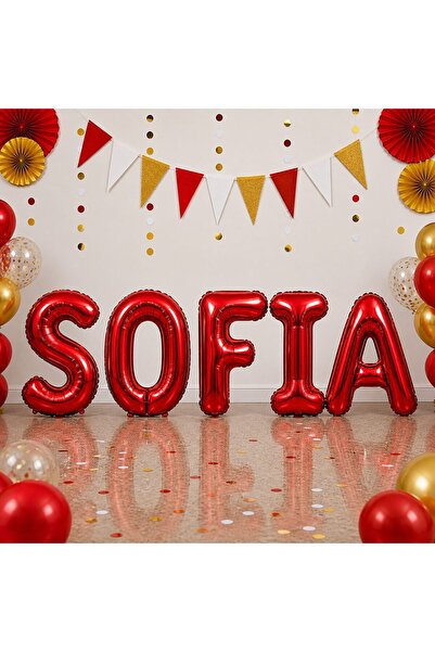 Generic Brand Litere Baloane SOFIA – Roșu Metalic, 5 buc, 40 cm