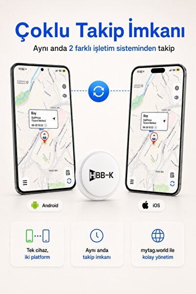 HBB-K Tag Beyaz Ios & Android Uyumlu Airtag Akıllı Gps Takip Cihazı