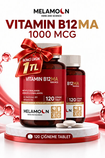 Melamoon B12 Vitamini 1000mcg 120 Tablet -B12,B6 Ve Folik Asit İçeren Takviye...
