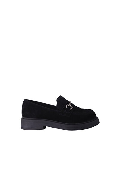 DİSPARİTA 257002 Genuine Leather Loafer Women's Shoes with Metal Buckle
