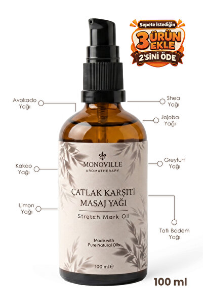 Monoville Çatlak Karşıtı Masaj Yağı 100 ml Cam Şişe (Stretch Mark Oil)